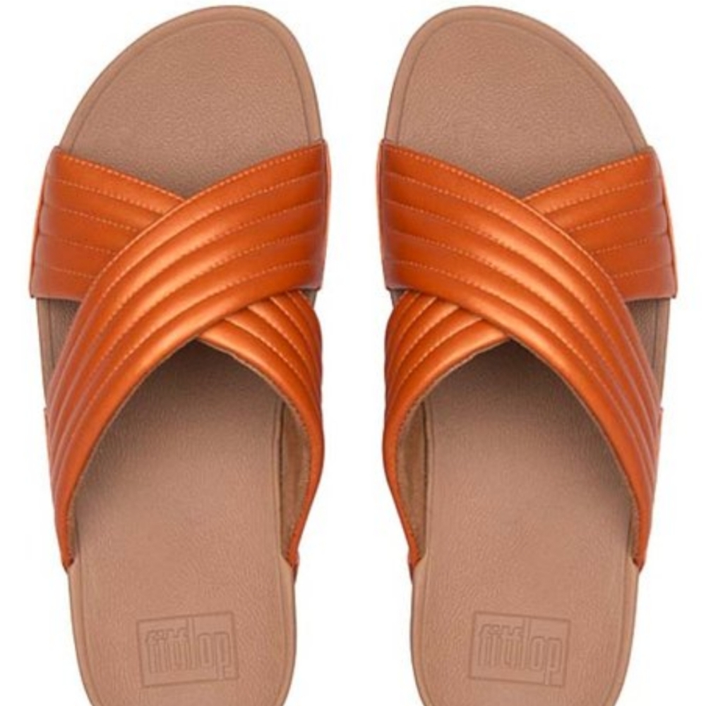Amber Ash Lulu Lattice padded slides